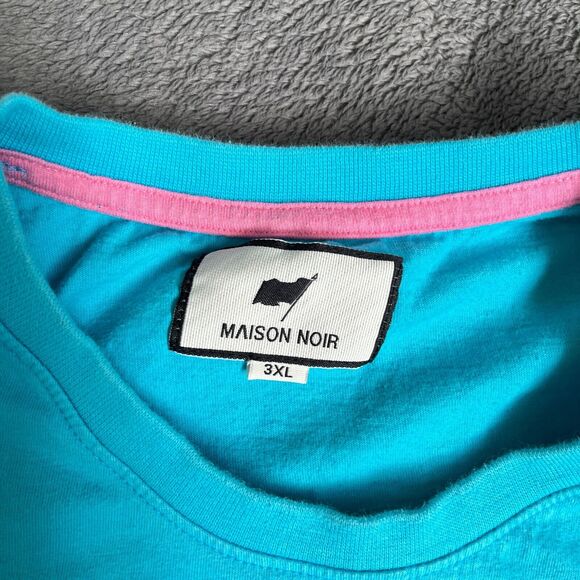 Maison Noir Smiley Face Spray Paint Blue Crewneck Shirt Men's Size 3XL - Picture 4 of 7